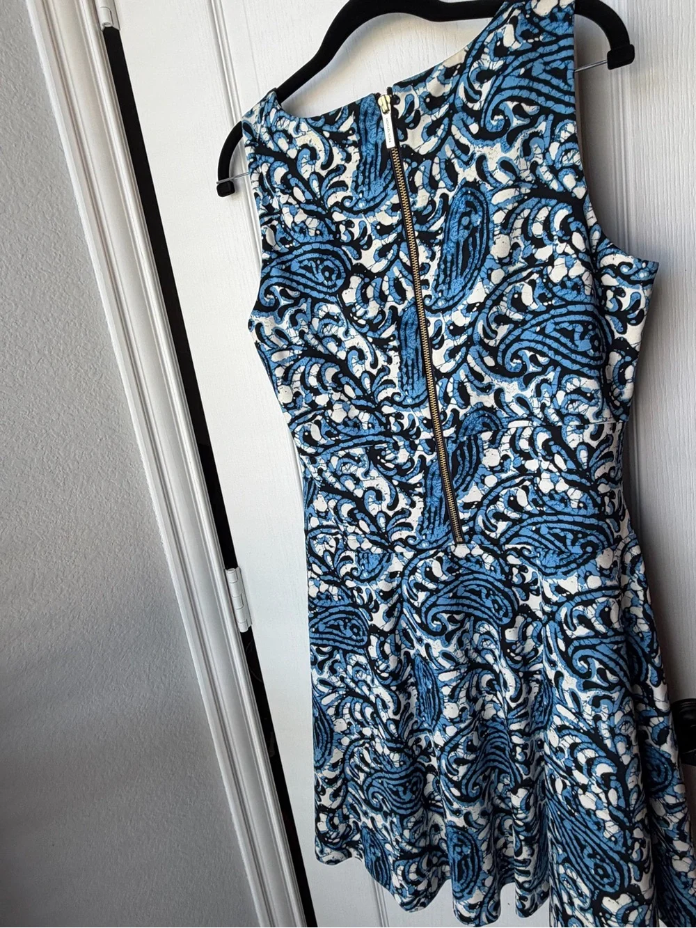 Michael Kors Blue & White Paisley Fit-and-Flare Mini Dress